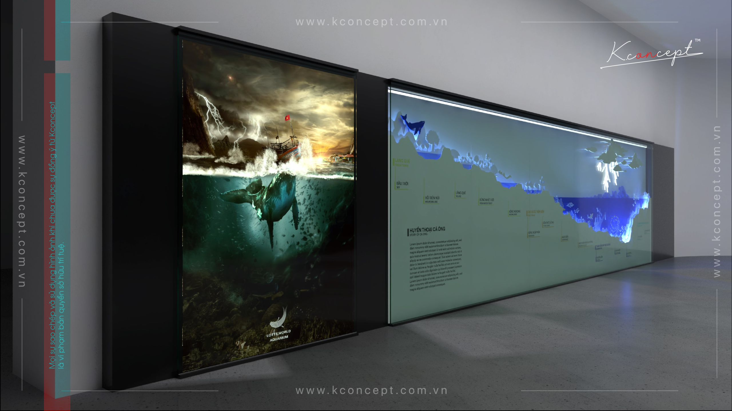 Aquarium cracked wall signage information board by Kconcept
