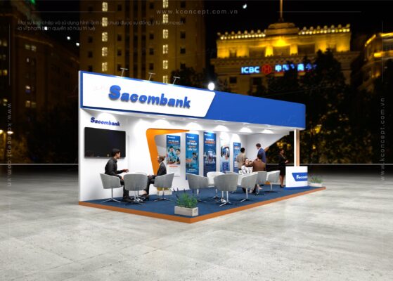 thiết kế thi công gian hàng triển lãm du lịch Sacombank
