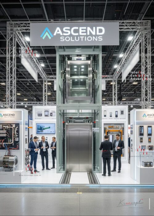 Kconcept là đơn vị chuyên nghiệp cùng khách hàng thiết kế thi công gian hàng triển lãm VietNam Elevator Expo